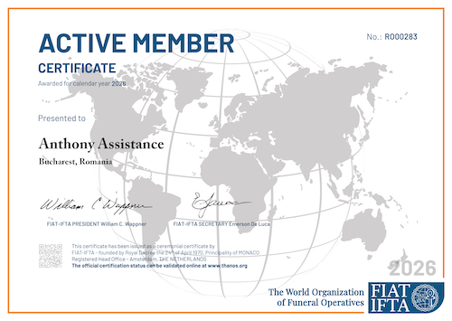 servicii funerare Anthony - diploma fiat ifta 2026